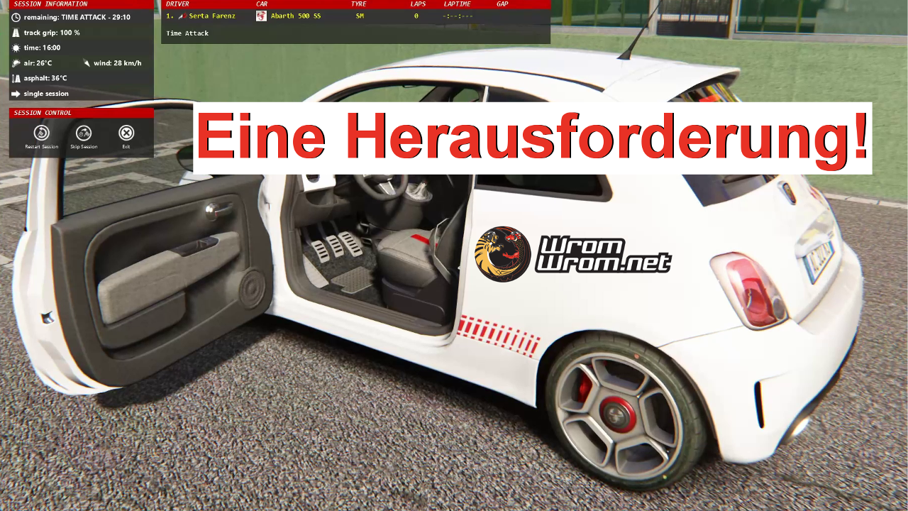 Video: “Eine Herausforderung!”  Sertas Assetto Corsa Karriere 001. Abarth 500 @ Vallelunga